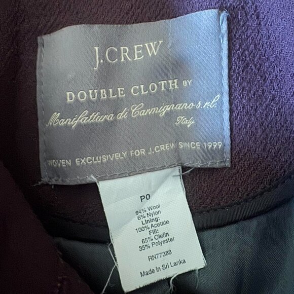 Jcrew Lady day topcoat in Italian double-cloth wool blend size 0P Dark Plum‎ - Picture 4 of 6